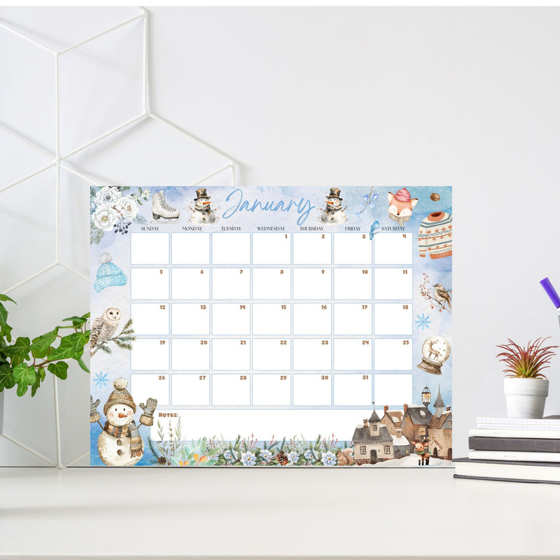 EDITABLE In PDF JANUARY 2025 Calendar January Calendar 2025 Winter Calendar January 2025 0