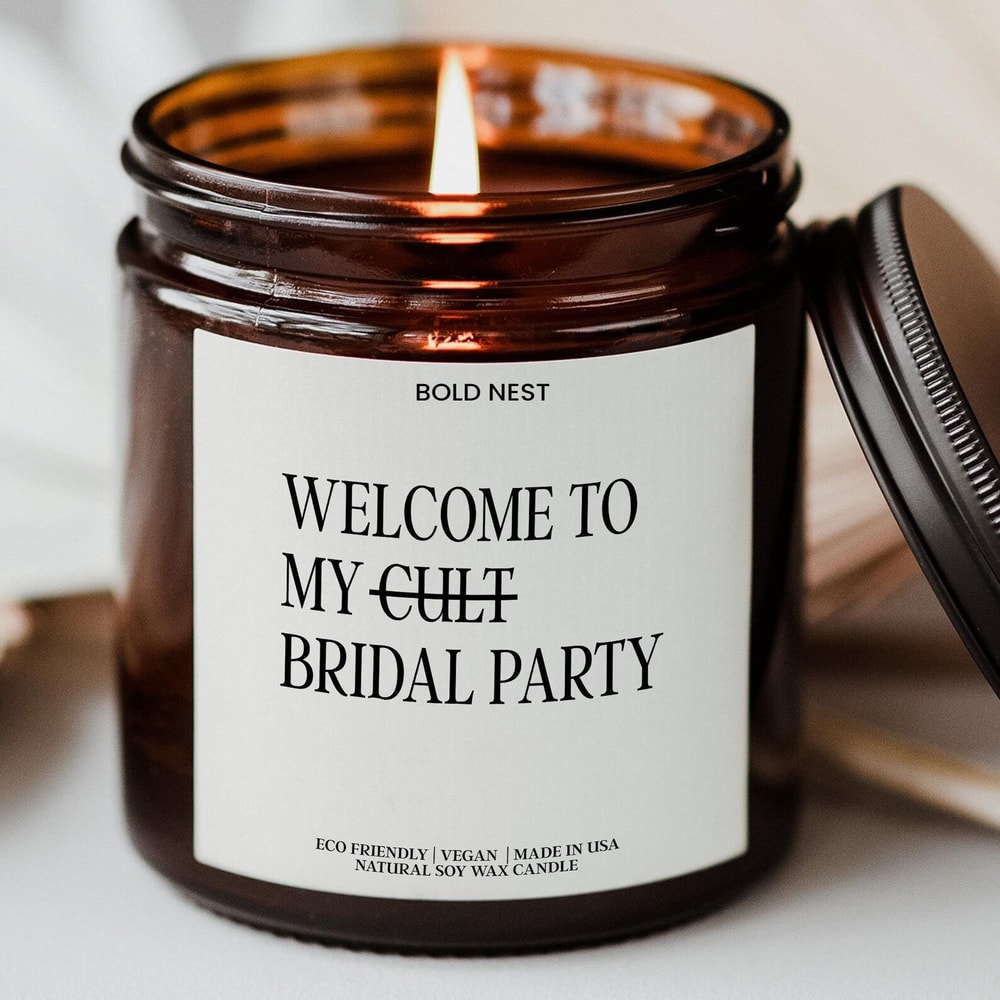 Personalized Bridesmaid Candle Gift Funny Bridal Party Proposal Candle Custom Wedding Favor 0