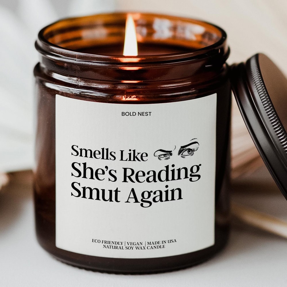 Smut Reader Candle Funny Book Lover Gift Probably Smut Scented Soy Candle For Avid Readers 0