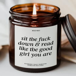 smells like shes reading again candle – funny book lover gift, scented soy candle for avid readers