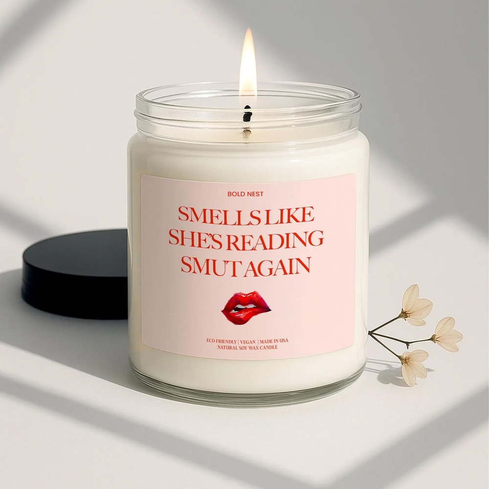 Smells Like Shes Reading Smut Again Candle Funny Book Lover Gift Scented Soy Candle For Romance F 0