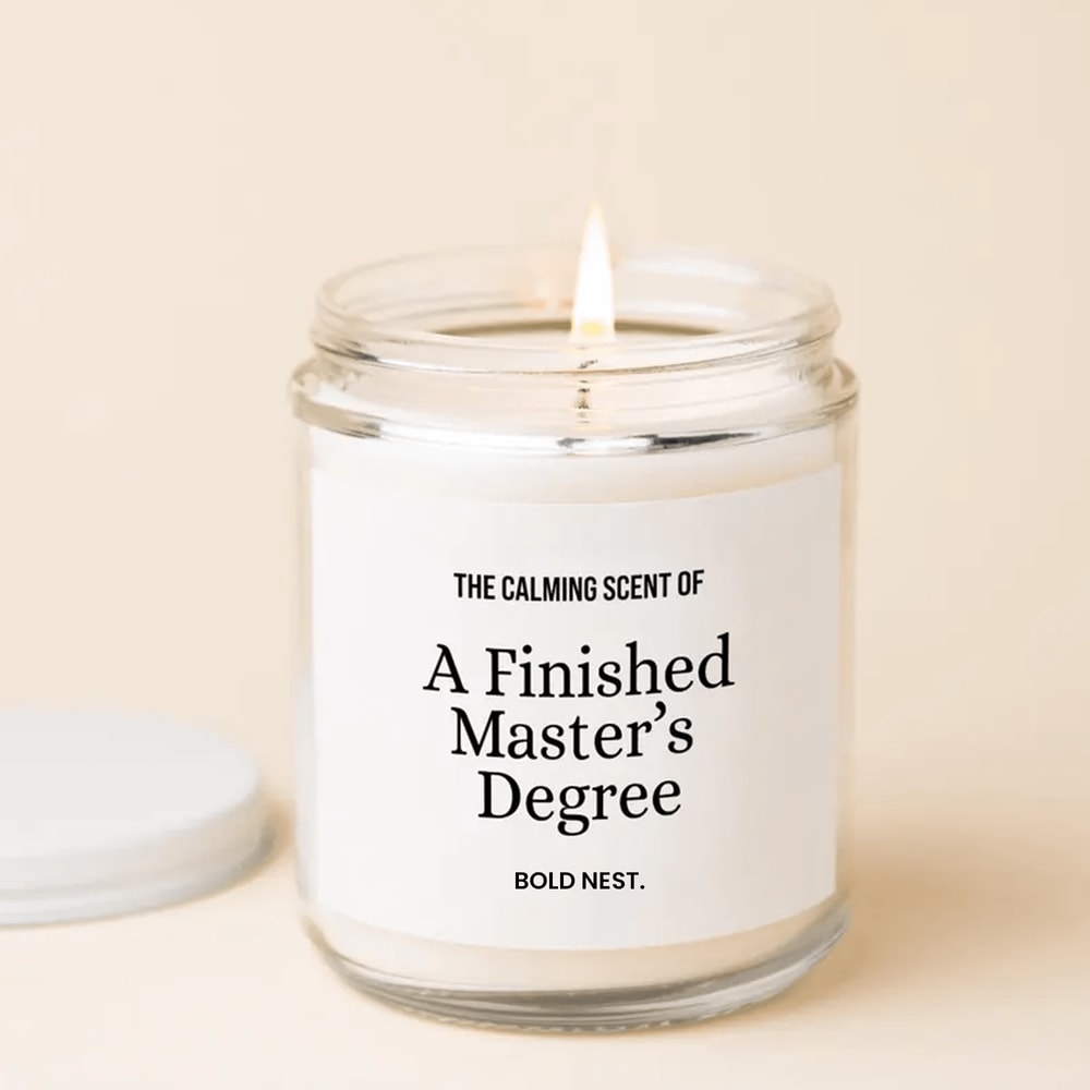 Finished Masters Degree Candle Graduation Gift Masters Degree Gift 9oz Scented Candle 0