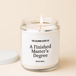 finished masters degree candle graduation gift masters degree gift 9oz scented candle