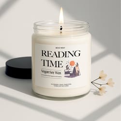 book lover reading candle – funny library bookworm gift, scented soy candle for booktok readers & cozy reading nights