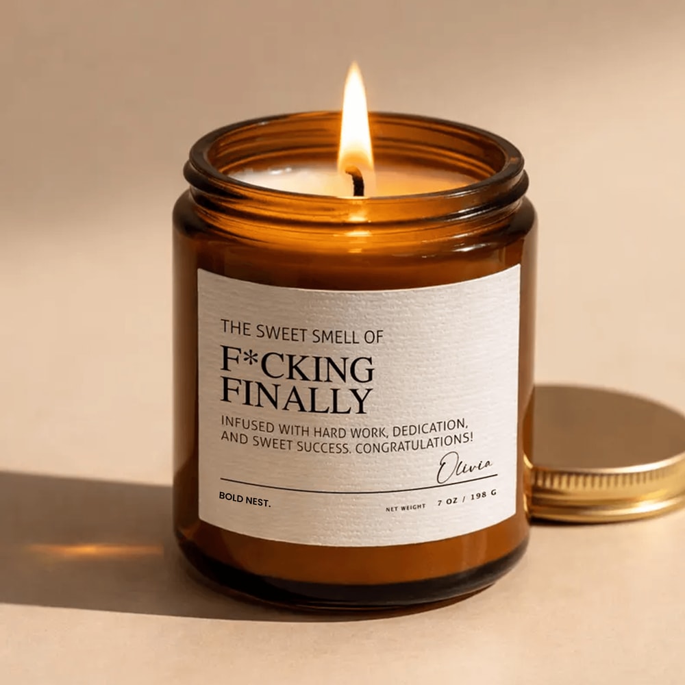 Fcking Finally Candle Funny Graduation Gift Personalized Success Candle 9oz Scented Candle 0