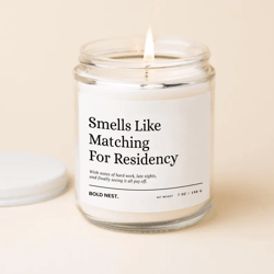 residency match gift candle, perfect match day present for medical students, funny future doctor candle