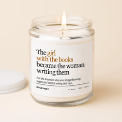 funny writer candle for authors, ideal gift for book lovers, creative quote candle for birthdays and holidays