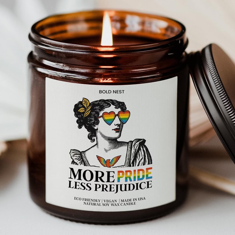 More Pride Less Prejudice Candle LGBTQ Pride Gift Soy Candle For Love Equality Celebration 0