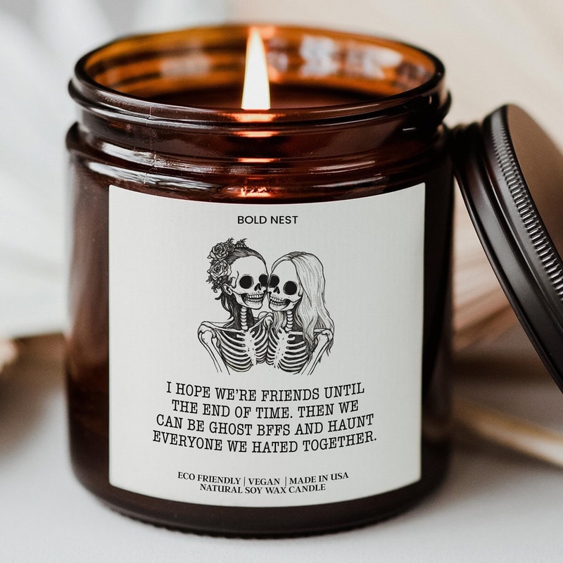 Best Ghost Friends Candle Personalized Funny Birthday Candle For Besties Dorm Room Halloween Deco 0