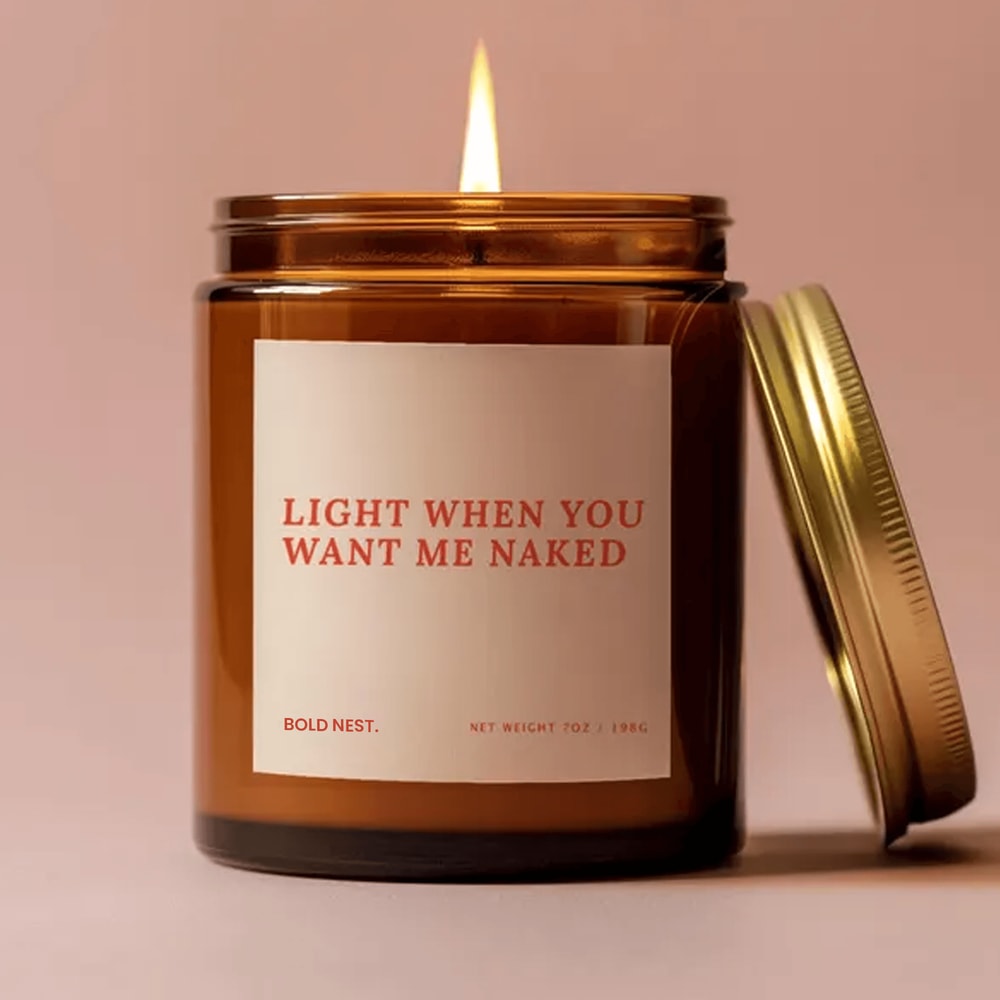 Funny Romantic Candle Gift Light When You Want Me Naked Sexy Couple Gift For Him Her 0