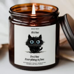 everything is fine candle | funny self care gift for mental health, get well soon & care package support