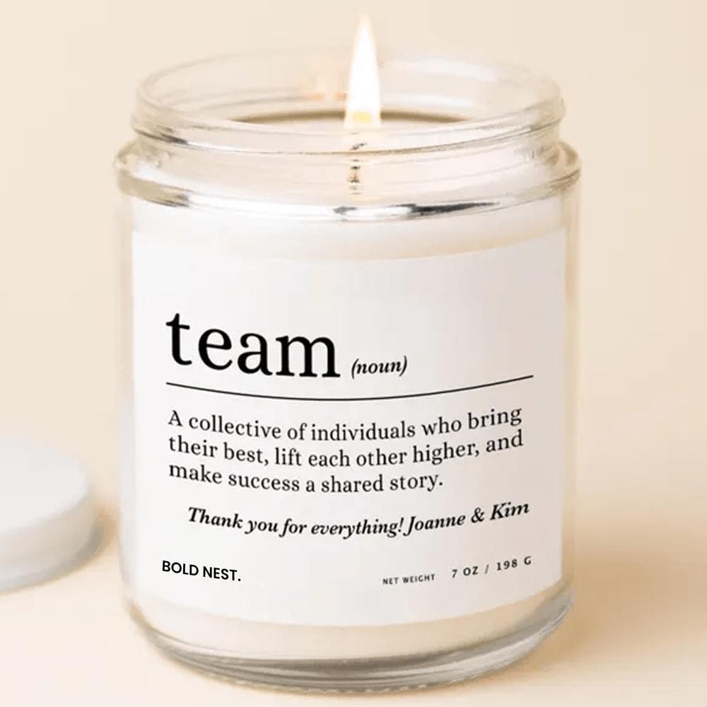 Custom Team Definition Candle Employee Appreciation Gift Personalized Office Gift Coworker Gift Bos 0