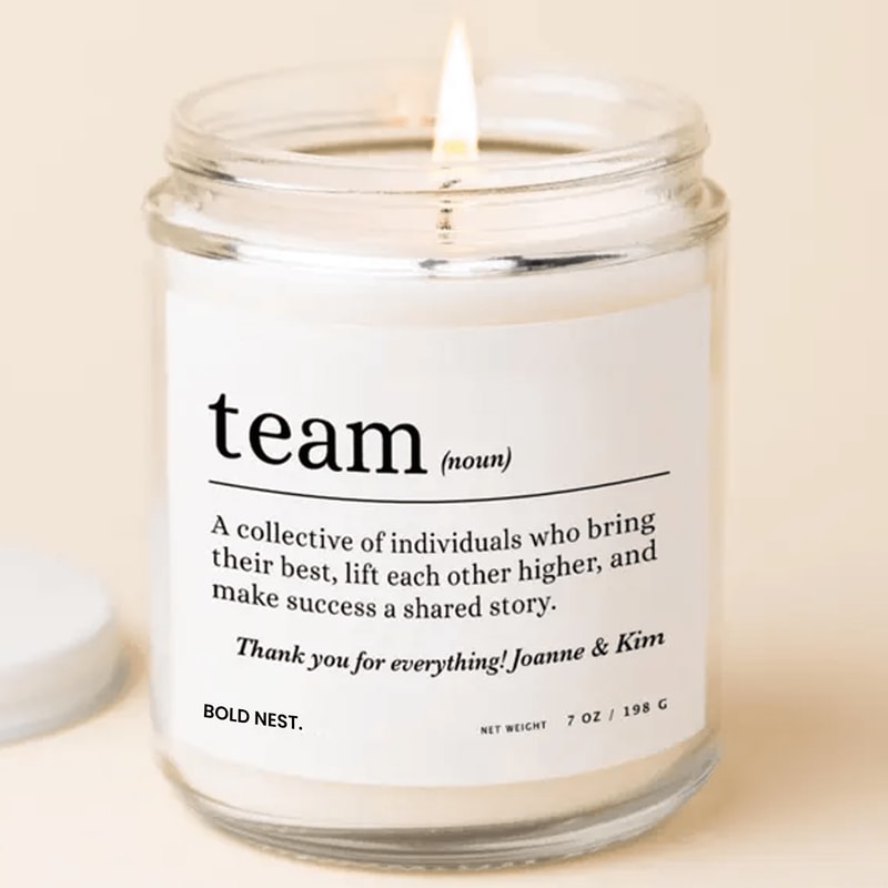 Custom Team Definition Candle Employee Appreciation Gift Personalized Office Gift Coworker Gift Bos 0