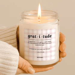 gratitude thank you candle, personalized appreciation gift for volunteer thanksgiving holiday bulk employee gifts staff