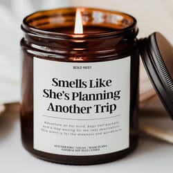 smells like world traveler candle travel lover gift wanderlust amber soy candle
