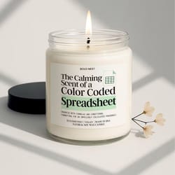 spreadsheet candle funny accountant gift color coded spreadsheet humor cpa data analyst candle