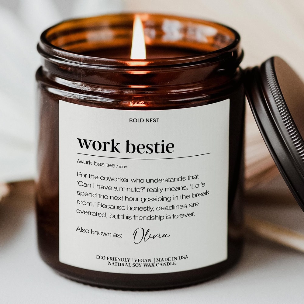 Personalized Coworker Candle Gift Custom Work Bestie Office Funny Colleague Appreciation Candle 0