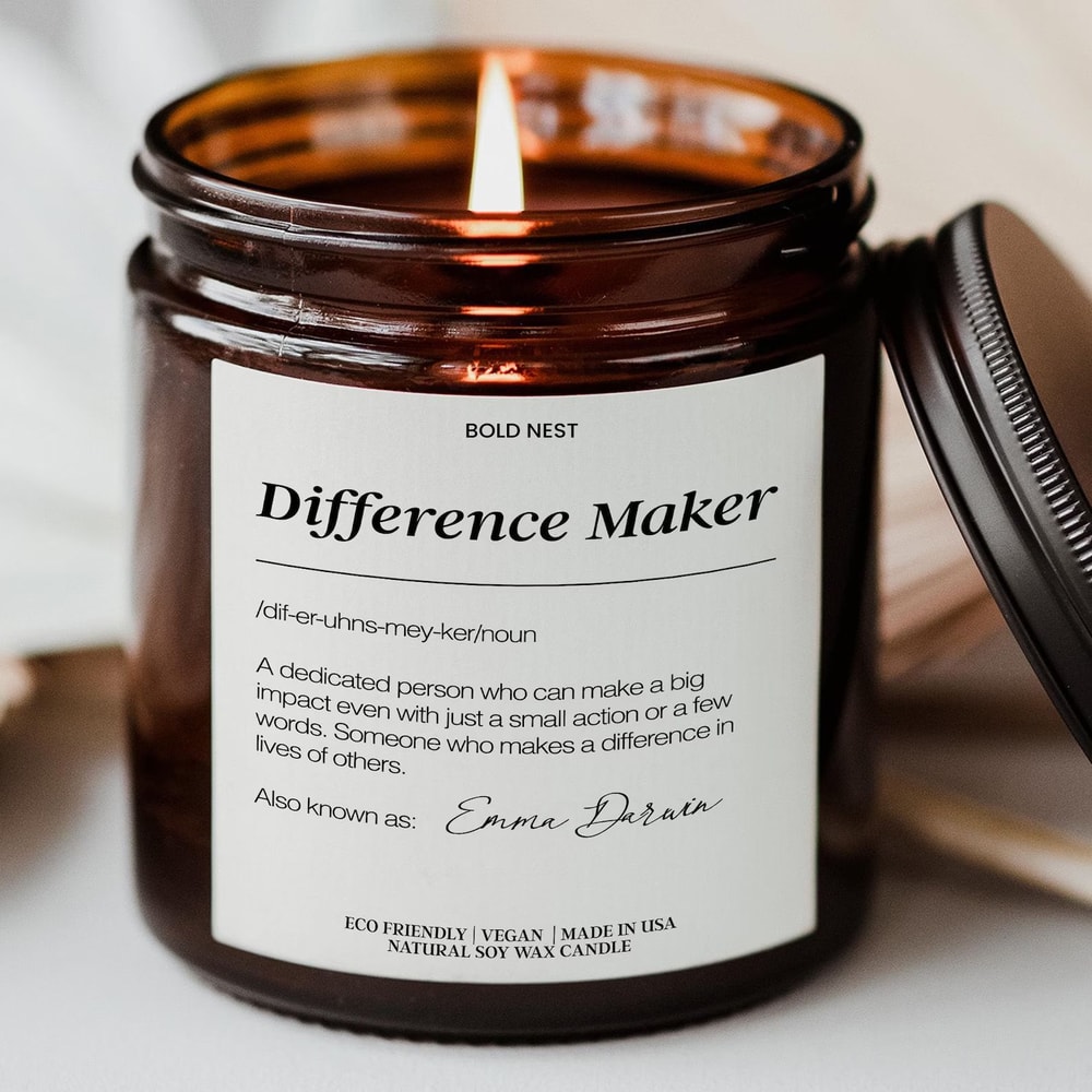 Personalized Difference Maker Candle Thank You Gift For Coworker Teacher Nurse Mentor Appreciation 0
