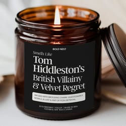 smells like tom hiddleston candle – celebrity inspired funny gift candle, amber scent home decor