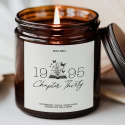chapter 30 1995 candle – bookish 30th birthday gift for women, custom one more chapter milestone candle for book lover