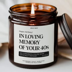 funny 50th birthday candle – in loving memory of your 40s custom milestone gift for her, personalized birthday candle