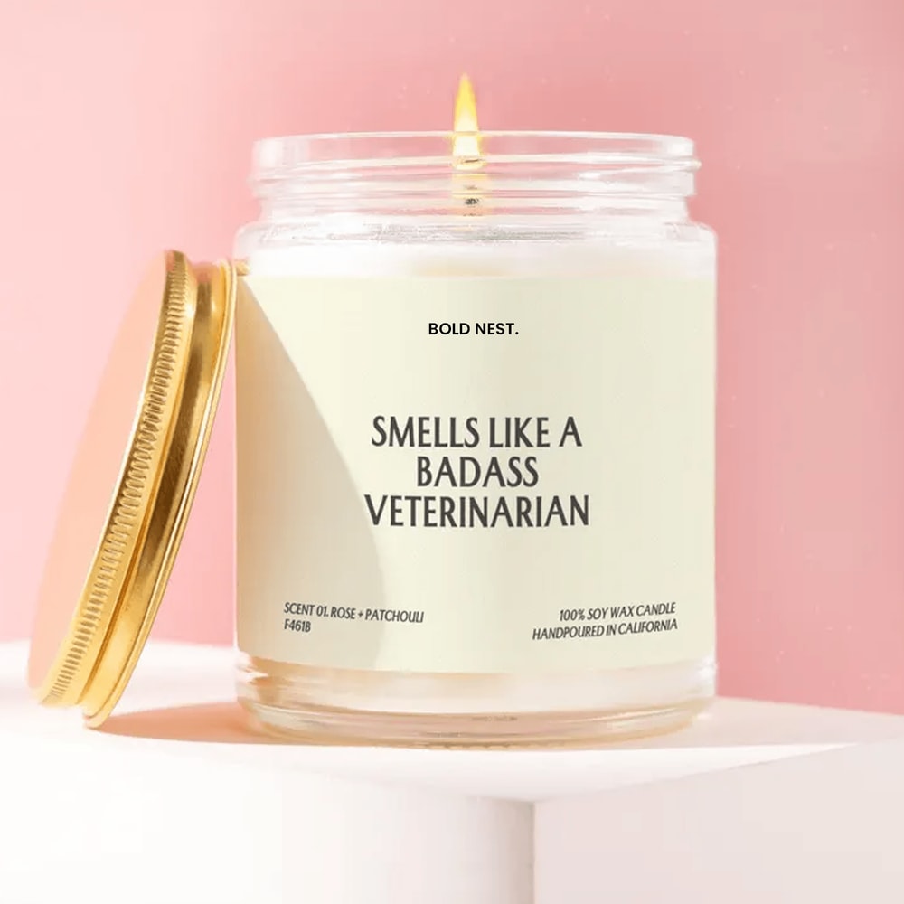 Veterinarian Gift Badass Veterinarian Candle Funny Unique Handmade Personalized For Vet School Grad 0