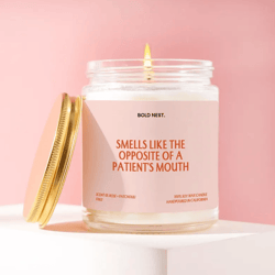 funny dental candle gift, dentist hygienist gift, smells like the opposite of a patient's mouth, dental assistant gift,