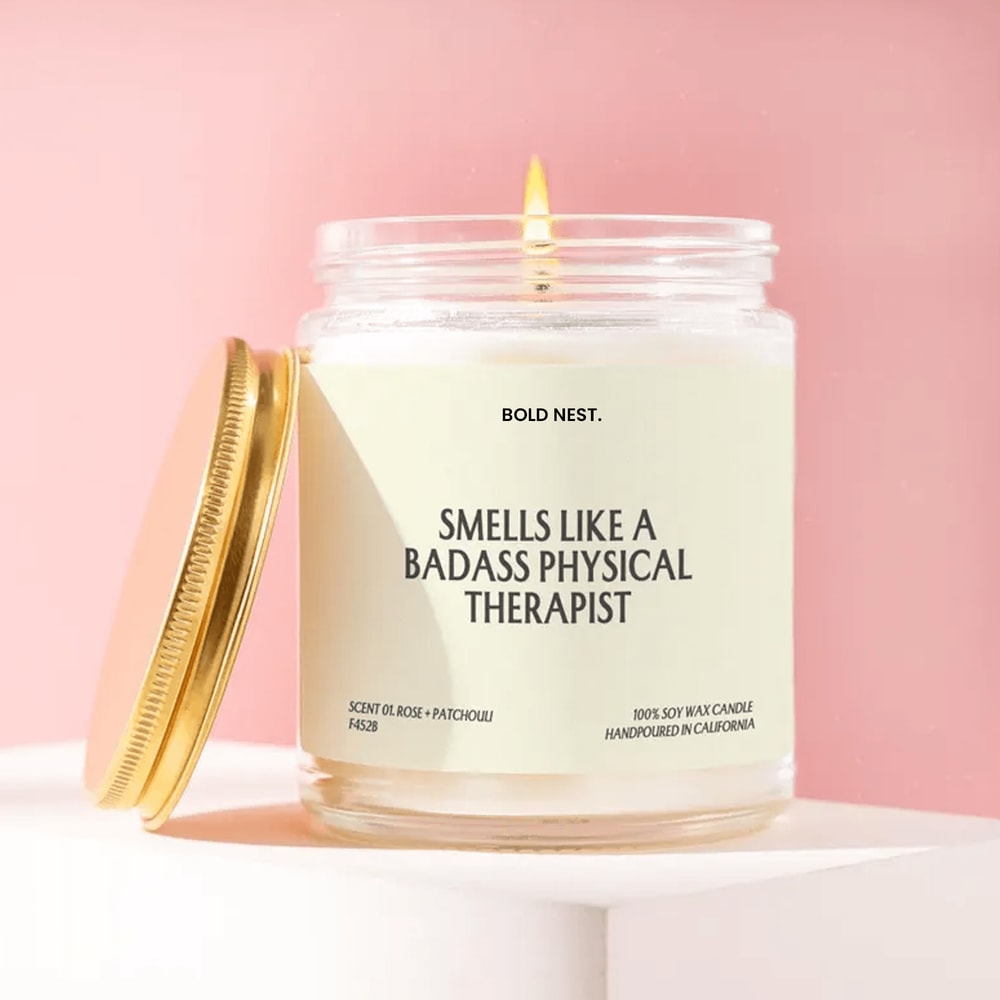 Physical Therapist Gift Candle Funny PT Gift Smells Like A Badass Physical Therapist Physical Thera 0