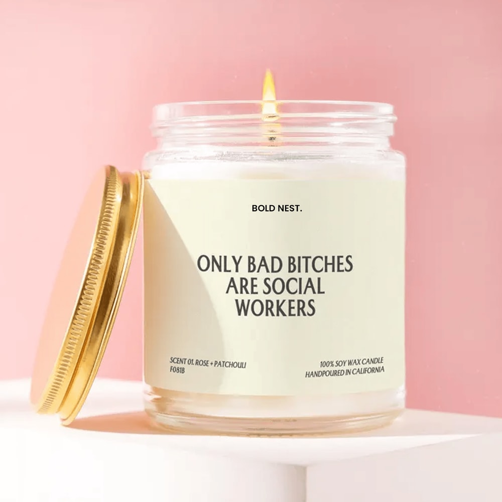 Social Worker Gift Only Bad Bitches Are Social Workers Candle Funny Unique Handmade Personalized Ap 0