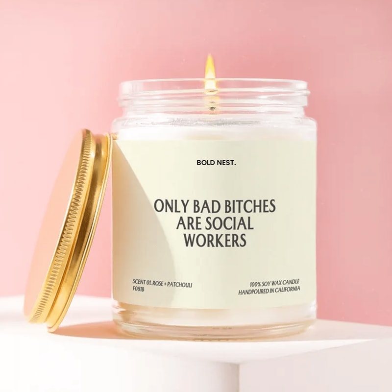 Social Worker Gift Only Bad Bitches Are Social Workers Candle Funny Unique Handmade Personalized Ap 0