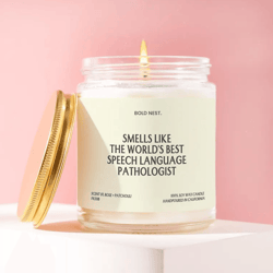 slp gift world's best speech language pathologist candle funny unique handmade for speech therapist therapy personalized
