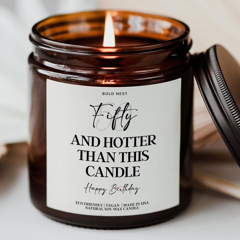 50th Birthday Candle Funny Milestone Gift Hotter Than Ever Fifty Humor Candle 0