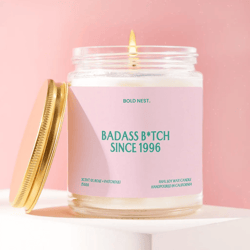 funny birthday candle gift, badass since 1996 candle, birthday gift for her, personalized year candle, best friend gift