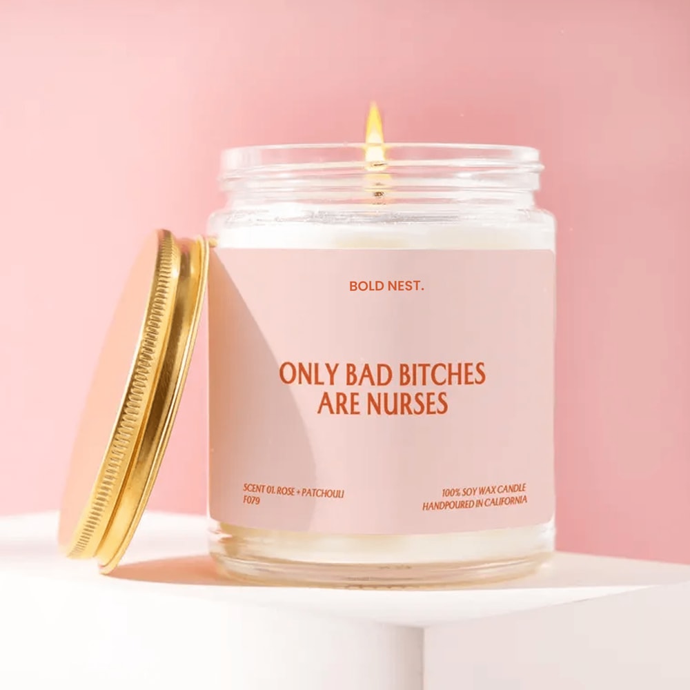 Nurse Gift Only Bad Bitches Are Nurses Candle Funny Unique Handmade Personalized Graduate Holiday F 0