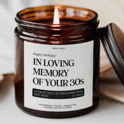 funny 40th birthday candle – in loving memory of your 30s personalized milestone gift for best friend or family