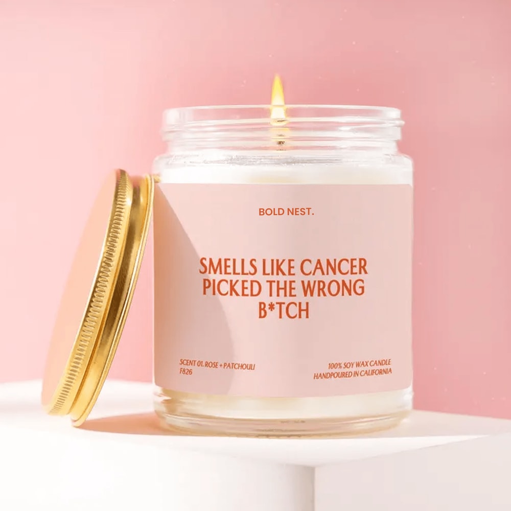 Cancer Survivor Gift Cancer Picked The Wrong Bitch Candle Unique Funny For Cancer Warrior Patient S 0