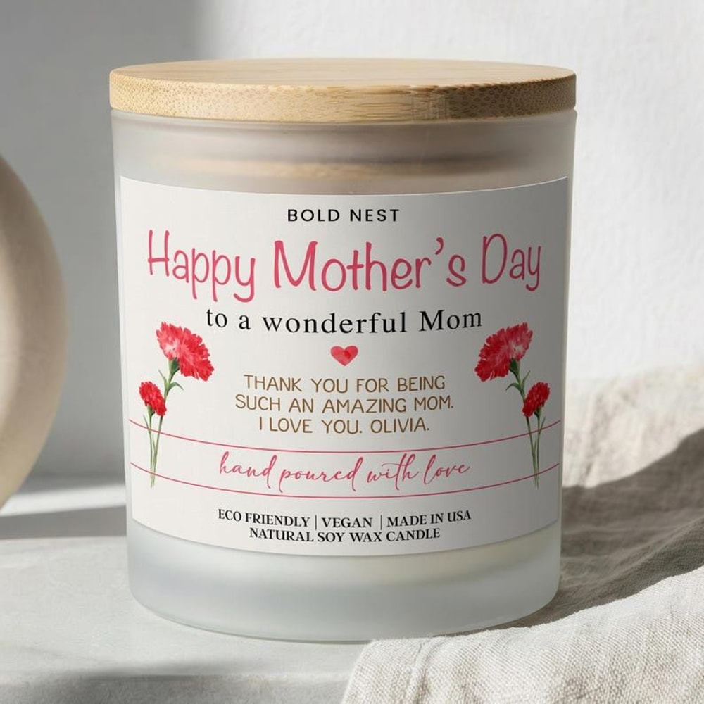 Personalized Mom Birthday Candle Custom Scented Mothers Day Gift For Best Mom Unique Mommy Gift Fr 0