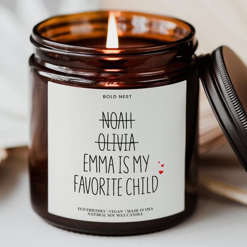 Personalized Mom Candle Funny Gift Favorite Child Mothers Day Birthday Scented Candle For Mom Dad 0