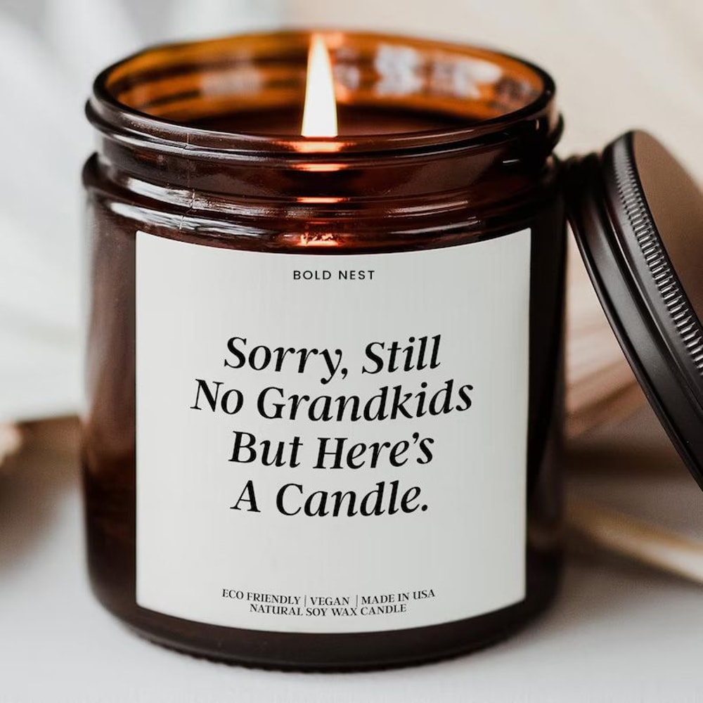 Funny Still No Grandkids Candle Personalized Family Humor Gift For Parents Mothers Day Fathers Da 0