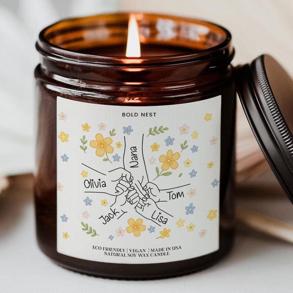 Our First Mothers Day Candle Personalized New Mom Gift Custom Name Scented Keepsake Candle For Fir 0