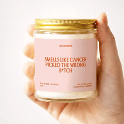 cancer survivor gift candle cancer picked the wrong bitch funny cancer warrior gift chemo support care package