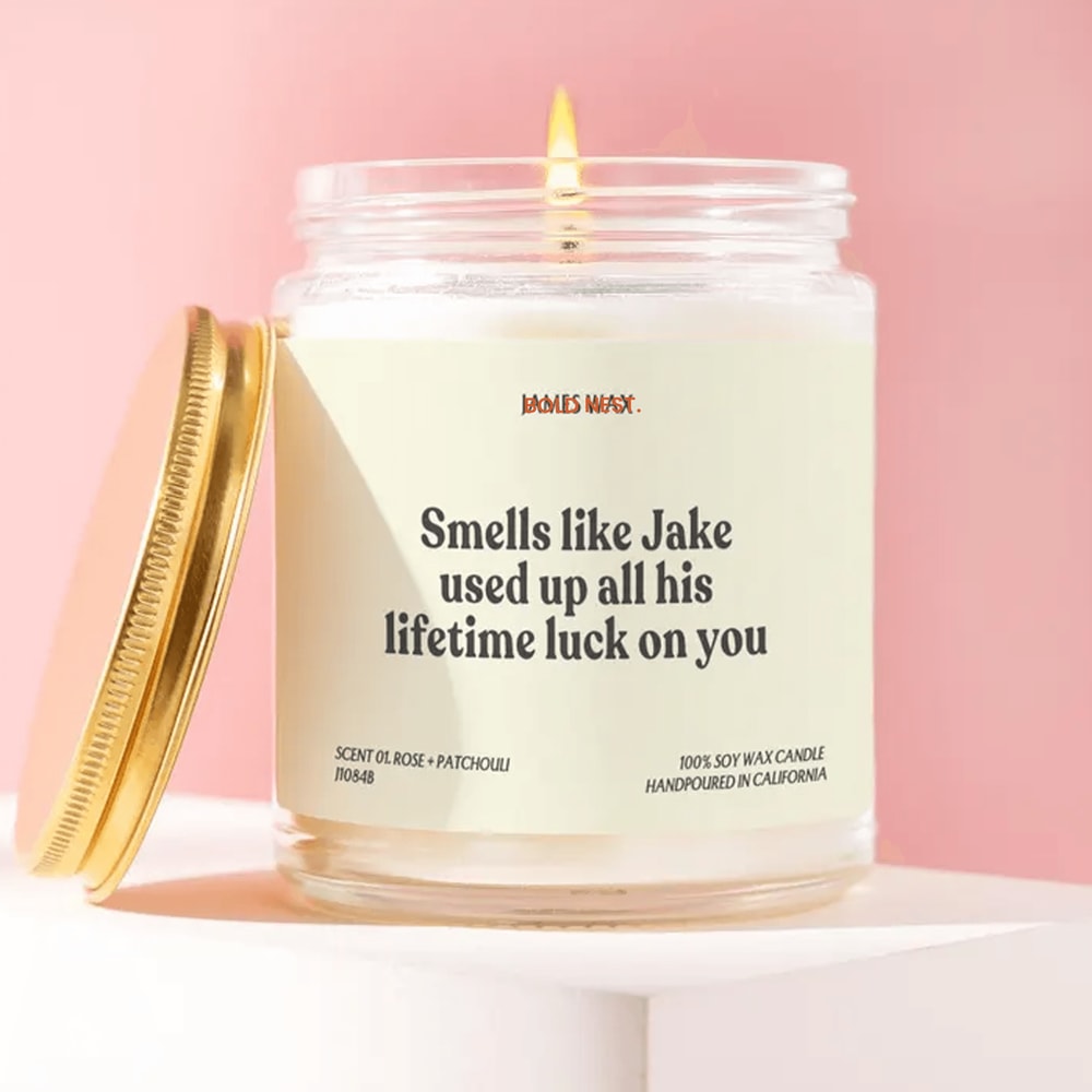 Funny Engagement Candle Custom Name Personalized Locked It Down Groom Gift Just Engaged Lucky Groom 0
