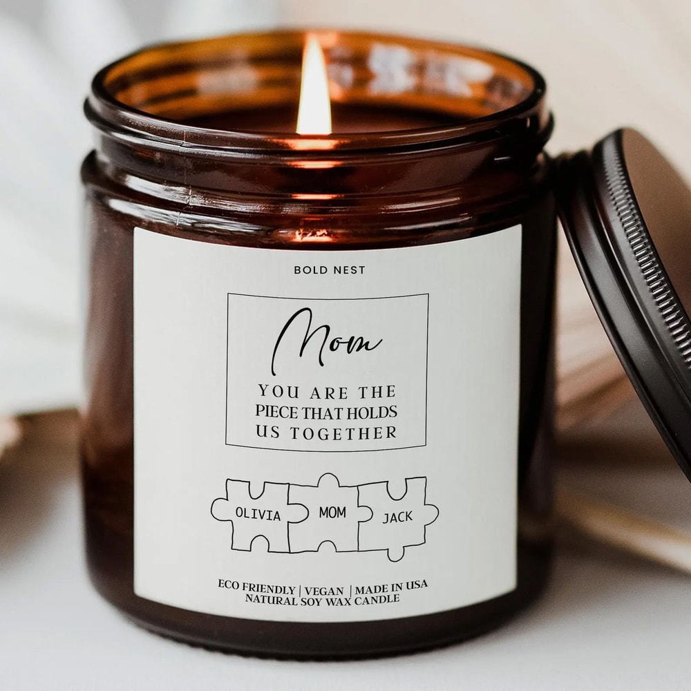 Meaningful Mom Puzzle Candle Gift Personalized Mothers Day Gift From Kids Birthday Keepsake Candle 0