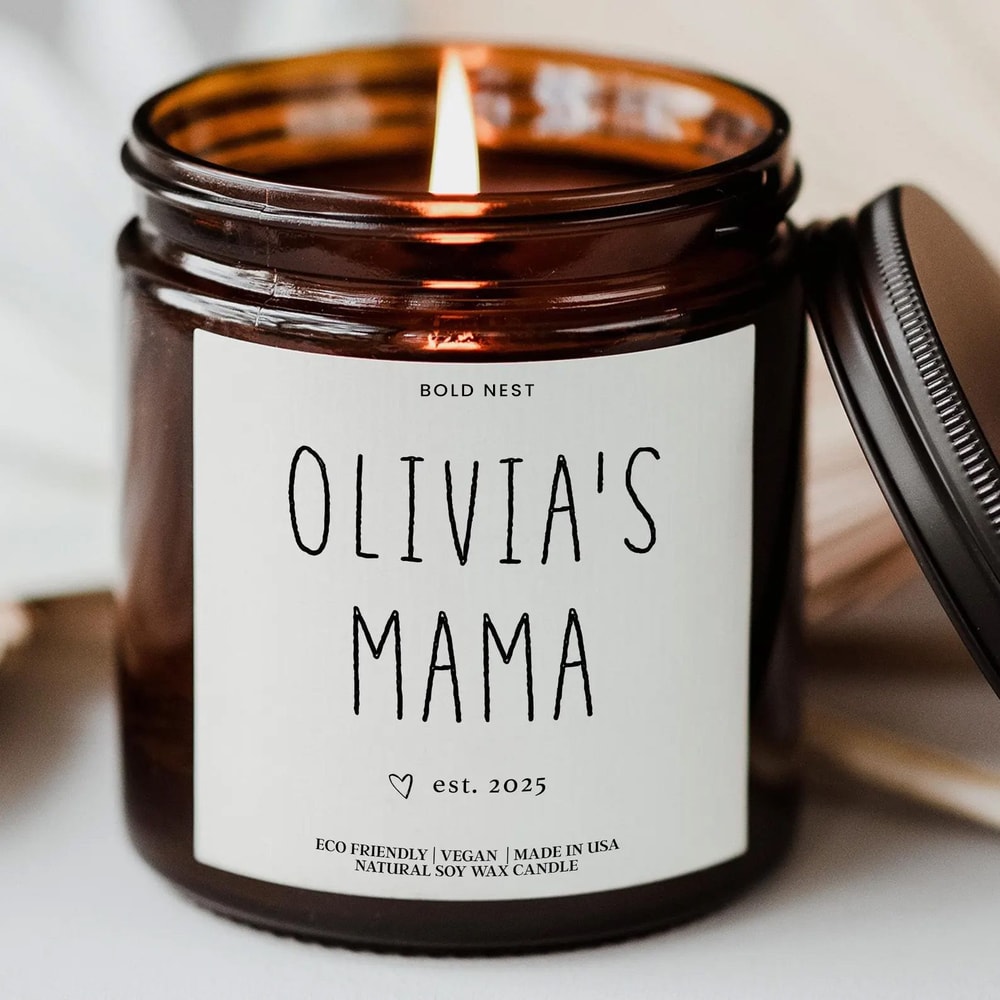 Personalized Mama Candle For New Mom Gift Custom First Mothers Day Pregnancy Candle For Wife 0