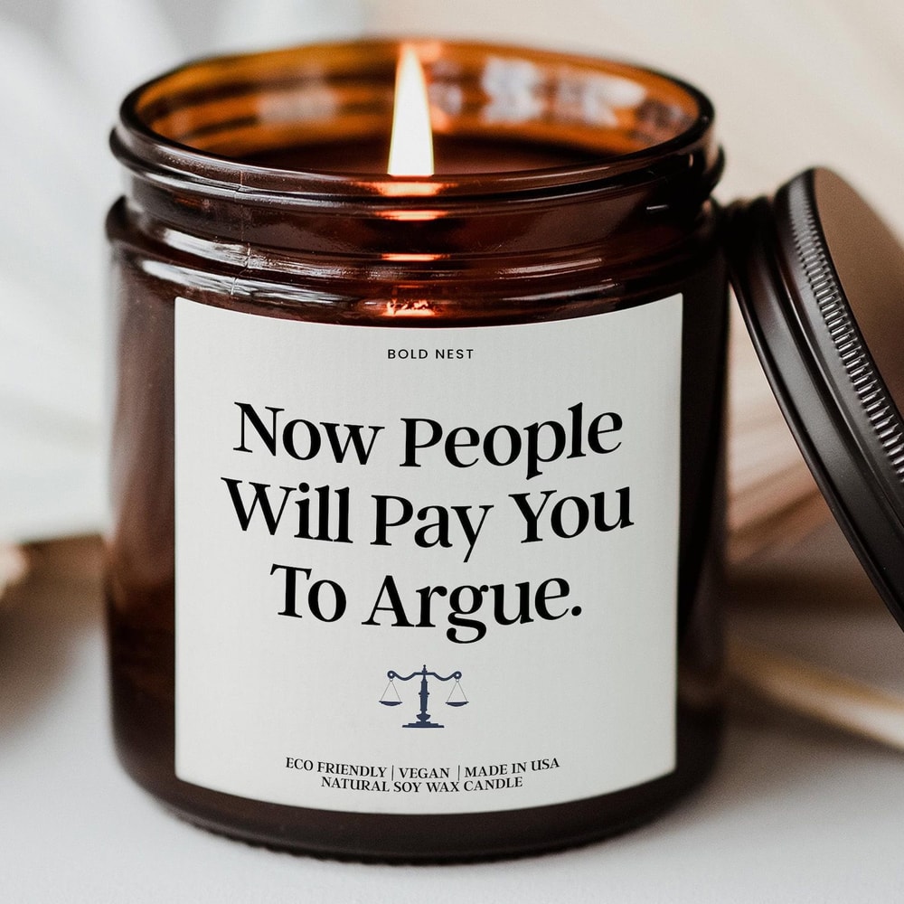 Funny Lawyer Gift Candle For Law School Graduation Bar Exam Celebration 0