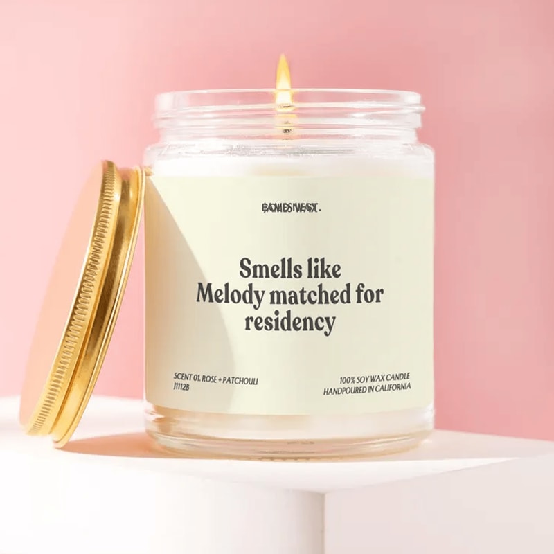 Residency Match Candle Medical Graduation Gift Doctor Match Day Gift Personalized Med School Candle 0