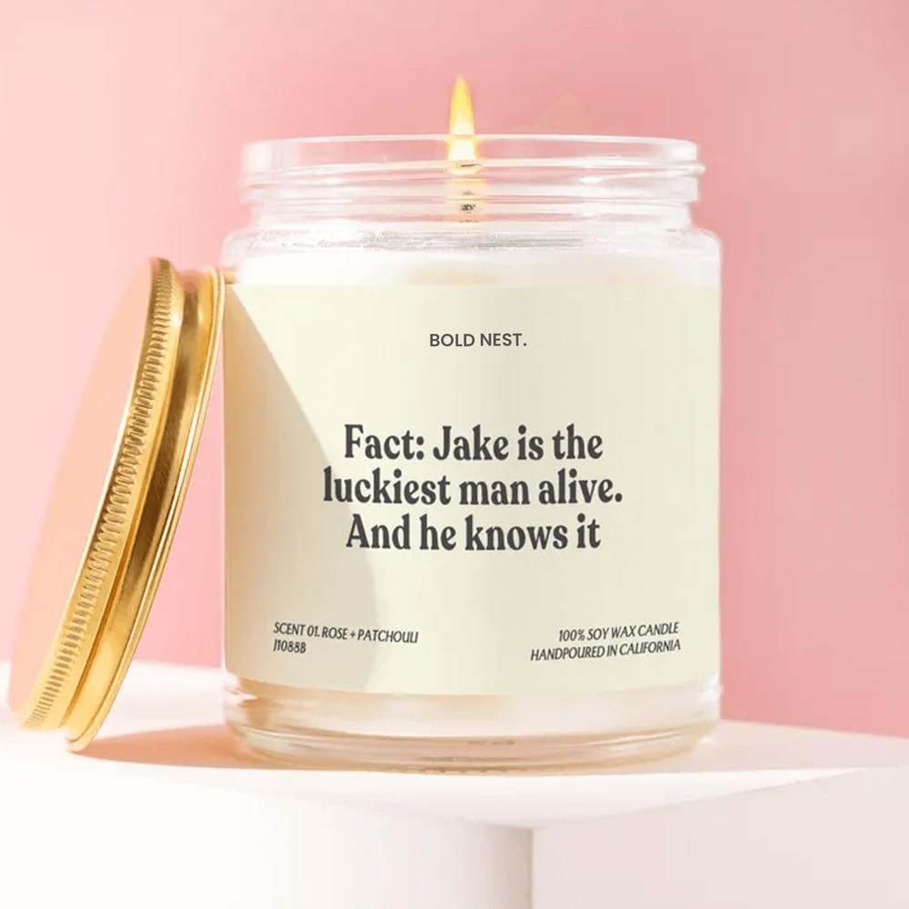 Funny Engagement Candle Custom Name Personalized Lucky Groom Gift Just Engaged Couple Groom To Be S 0