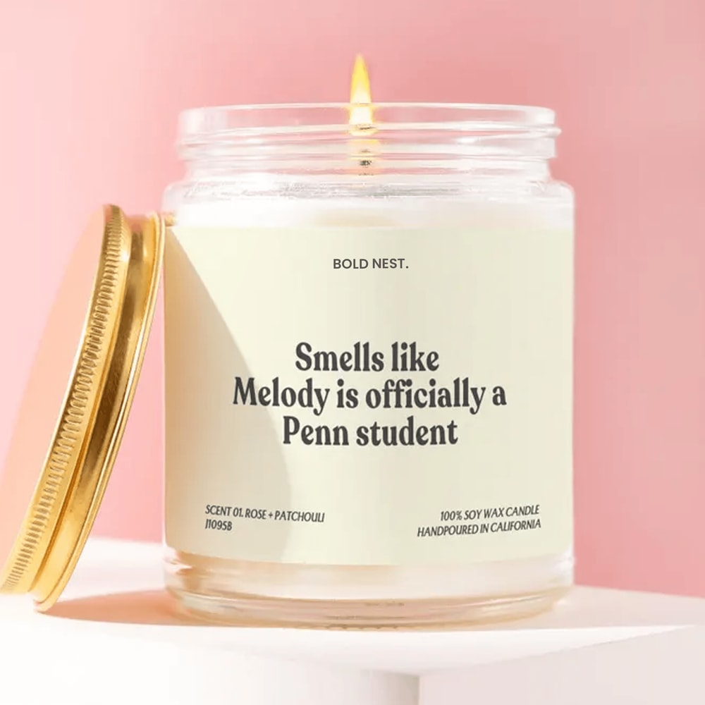 College Acceptance Candle Penn Student Gift Personalized University Gift Congrats College Candle Cu 0