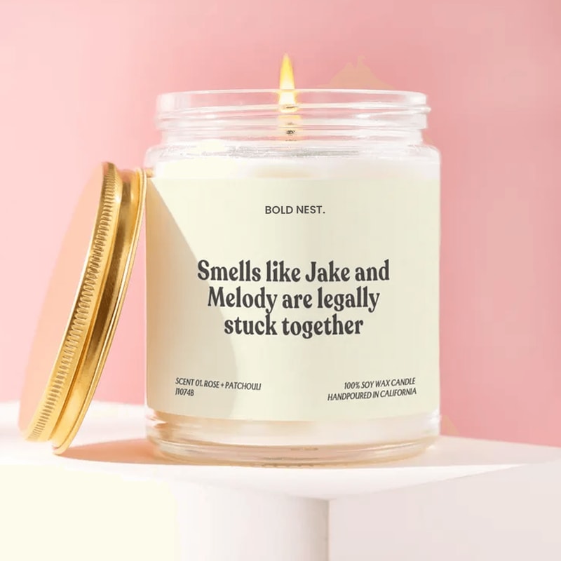 Funny Wedding Candle Custom Name Personalized Legally Stuck Engaged Couple Gift Newlywed Locked It 0