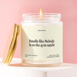 funny gym candle gift, workout humor candle, fitness lover gift, personalized name candle, gym motivation gift for her